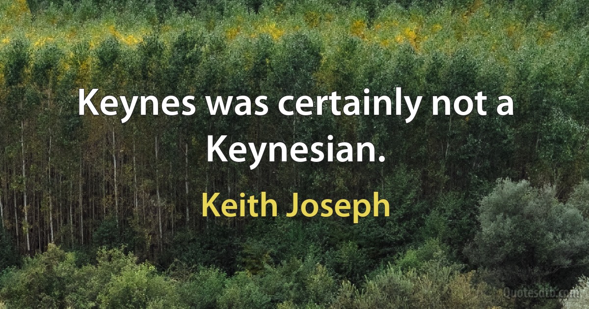 Keynes was certainly not a Keynesian. (Keith Joseph)