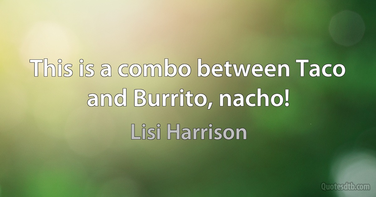 This is a combo between Taco and Burrito, nacho! (Lisi Harrison)