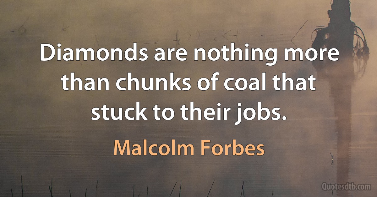 Diamonds are nothing more than chunks of coal that stuck to their jobs. (Malcolm Forbes)