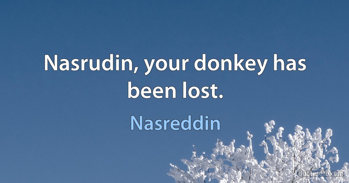 Nasrudin, your donkey has been lost. (Nasreddin)