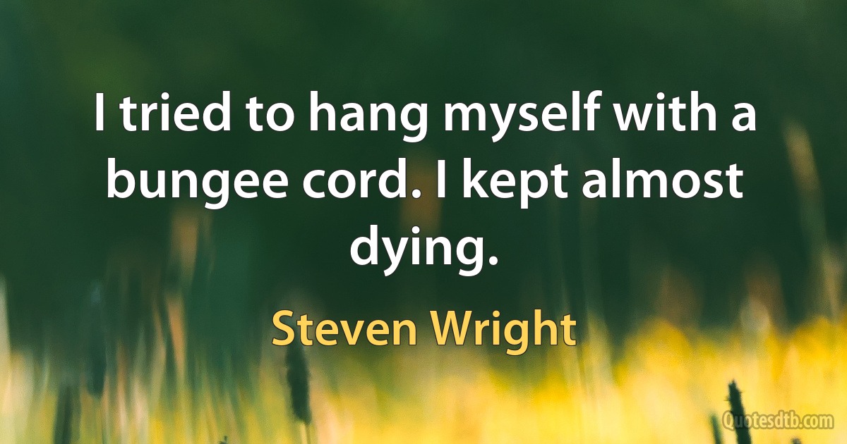 I tried to hang myself with a bungee cord. I kept almost dying. (Steven Wright)