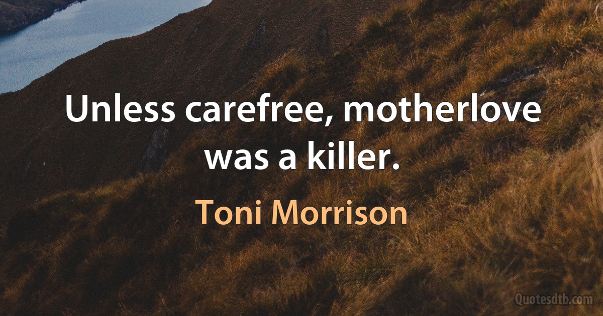 Unless carefree, motherlove was a killer. (Toni Morrison)