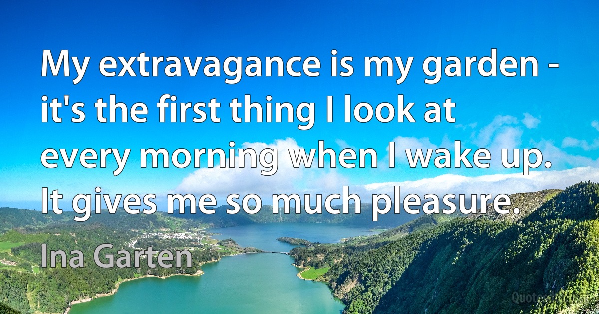 My extravagance is my garden - it's the first thing I look at every morning when I wake up. It gives me so much pleasure. (Ina Garten)