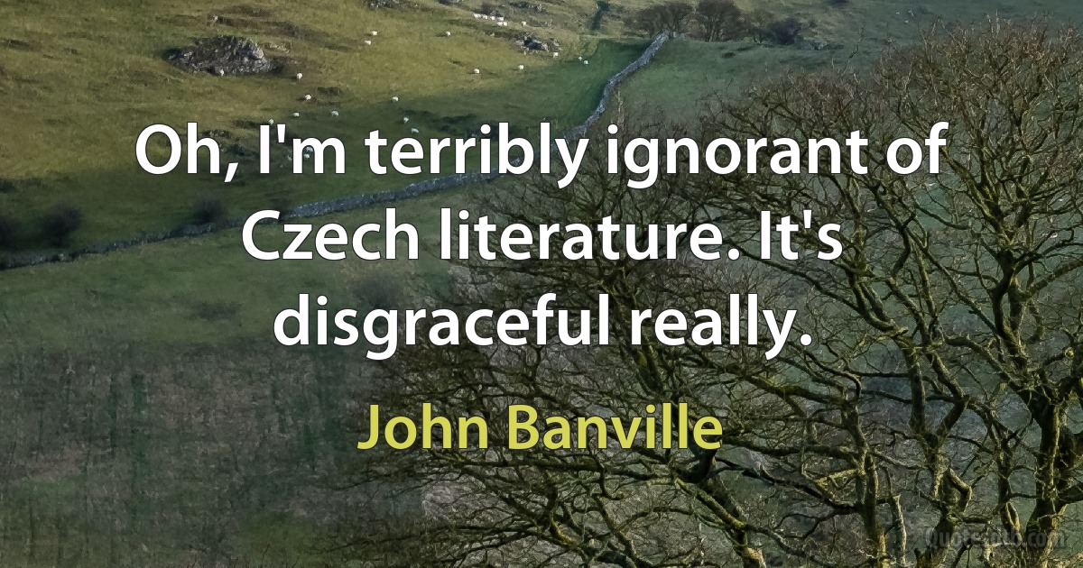 Oh, I'm terribly ignorant of Czech literature. It's disgraceful really. (John Banville)