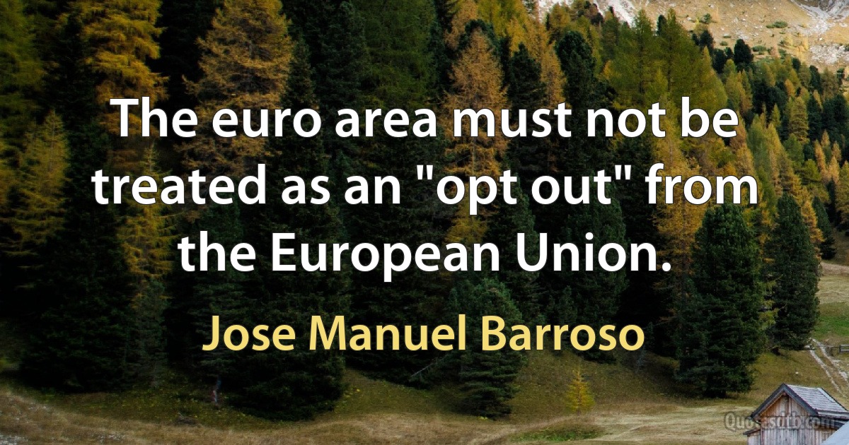 The euro area must not be treated as an "opt out" from the European Union. (Jose Manuel Barroso)