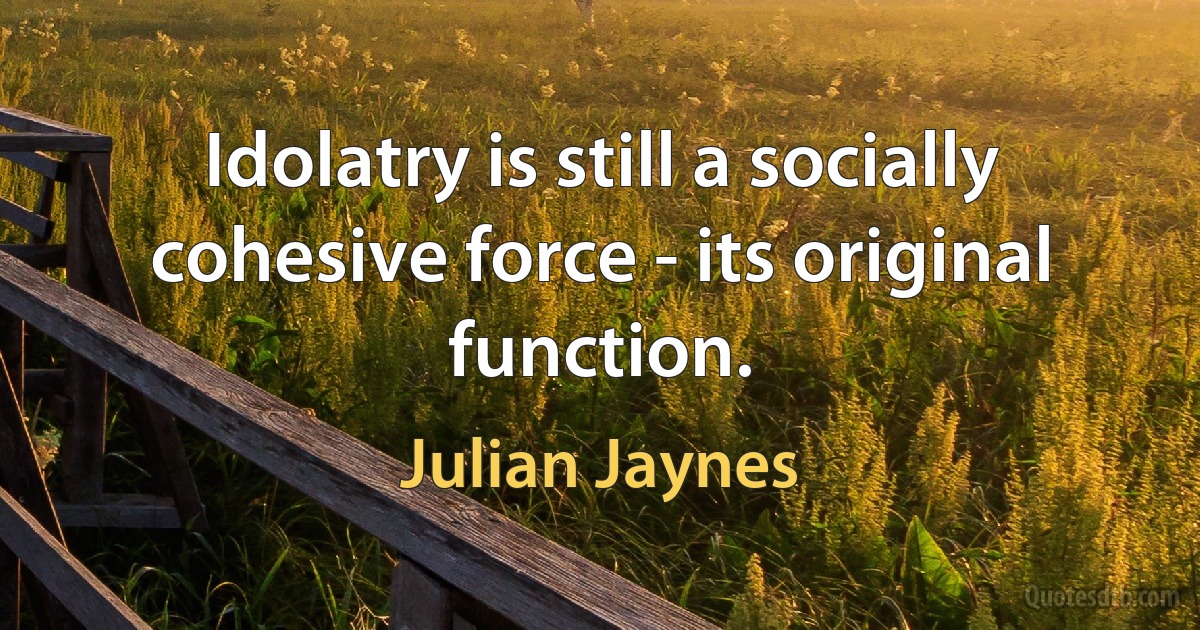 Idolatry is still a socially cohesive force - its original function. (Julian Jaynes)