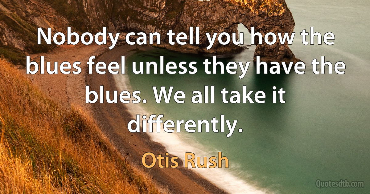 Nobody can tell you how the blues feel unless they have the blues. We all take it differently. (Otis Rush)