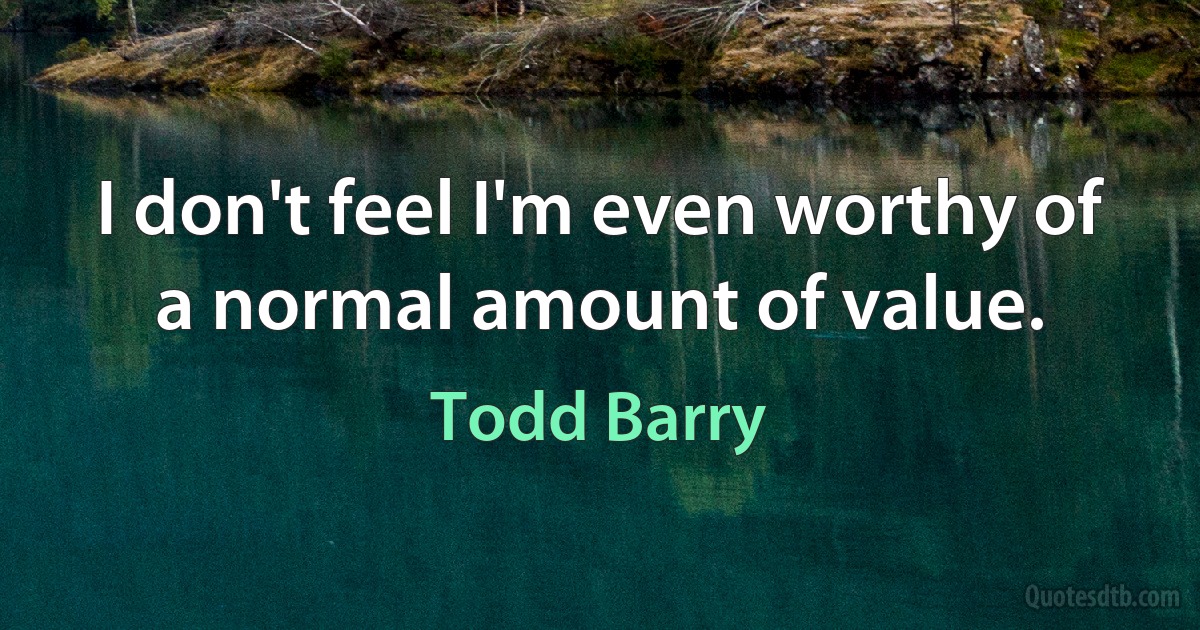 I don't feel I'm even worthy of a normal amount of value. (Todd Barry)