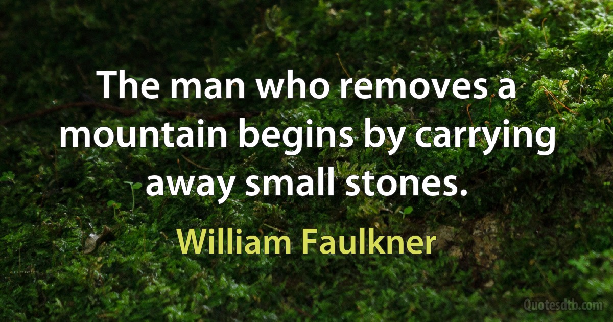 The man who removes a mountain begins by carrying away small stones. (William Faulkner)