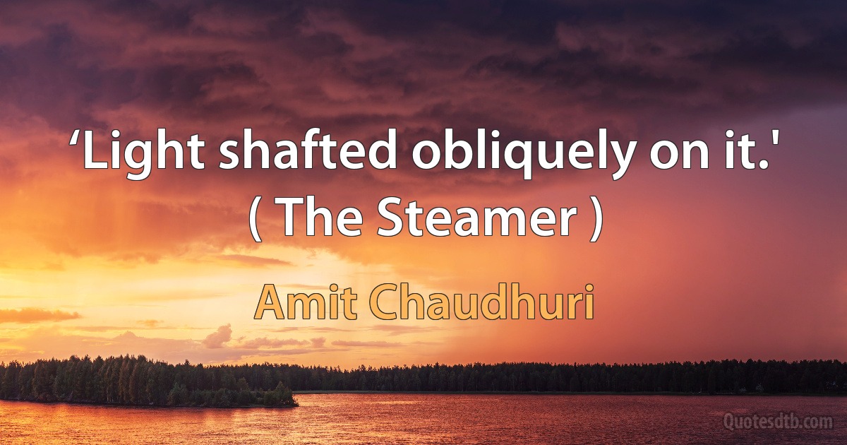 ‘Light shafted obliquely on it.' ( The Steamer ) (Amit Chaudhuri)