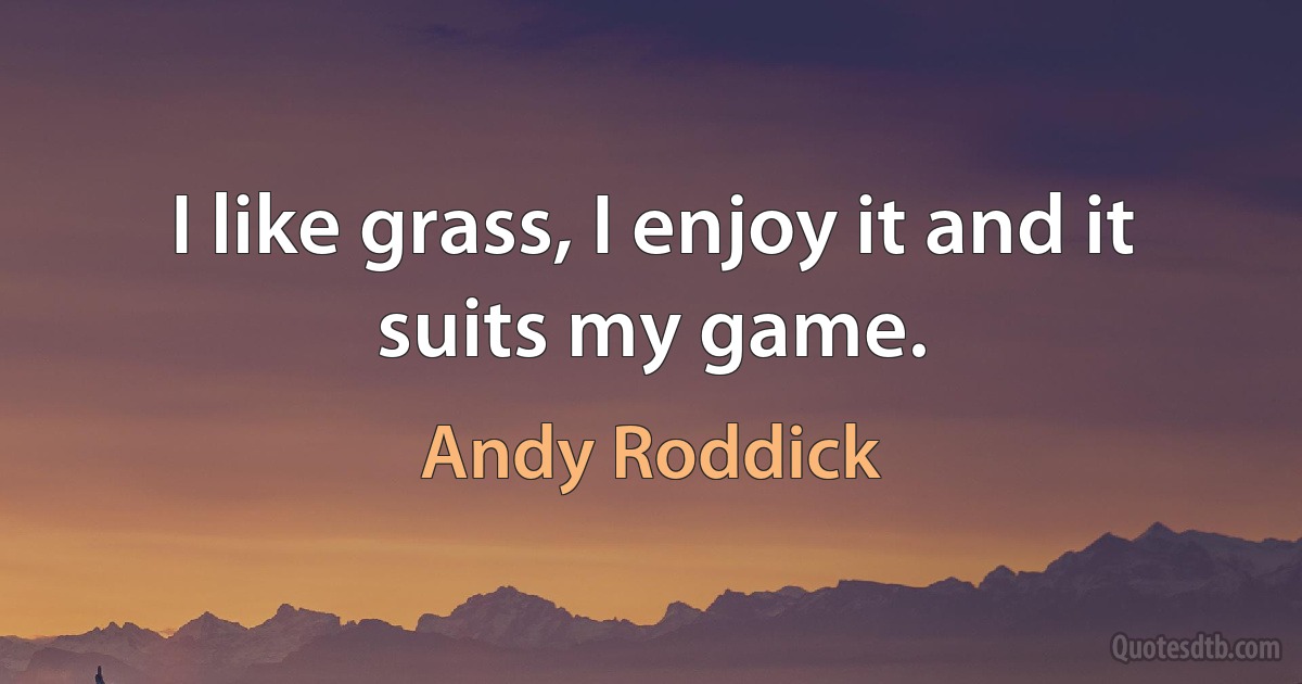 I like grass, I enjoy it and it suits my game. (Andy Roddick)