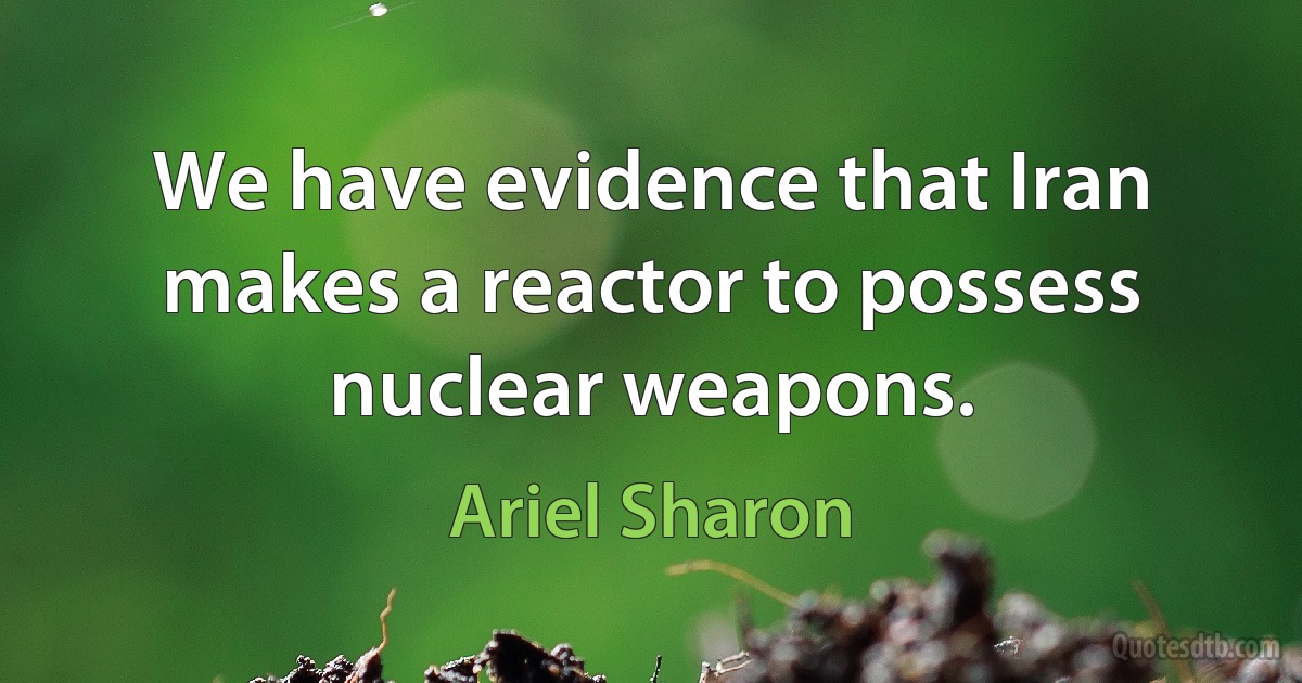 We have evidence that Iran makes a reactor to possess nuclear weapons. (Ariel Sharon)