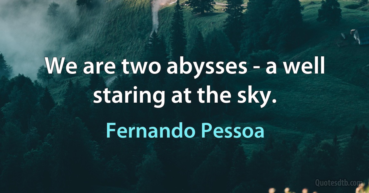 We are two abysses - a well staring at the sky. (Fernando Pessoa)