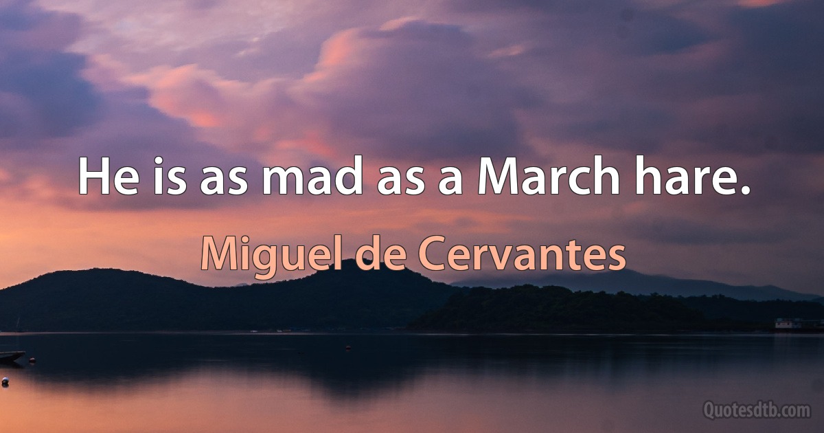 He is as mad as a March hare. (Miguel de Cervantes)