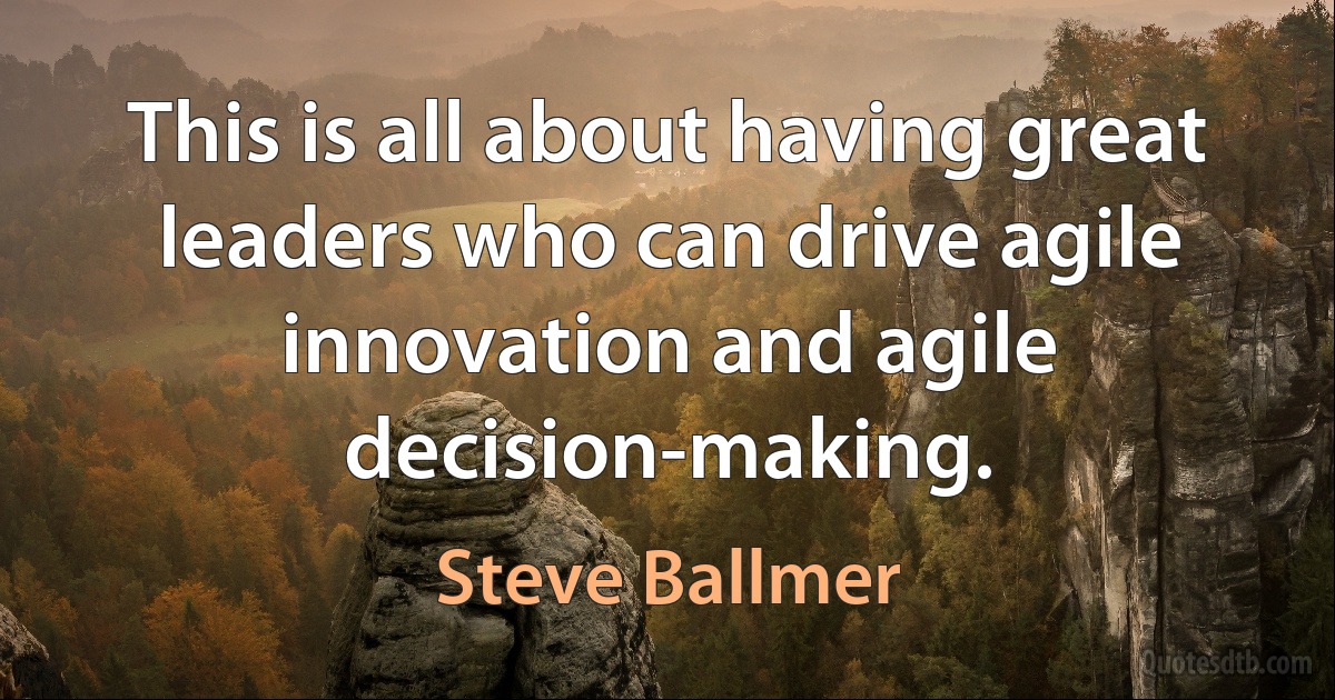 This is all about having great leaders who can drive agile innovation and agile decision-making. (Steve Ballmer)