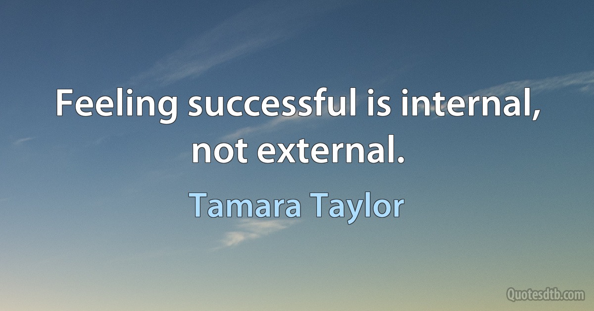 Feeling successful is internal, not external. (Tamara Taylor)