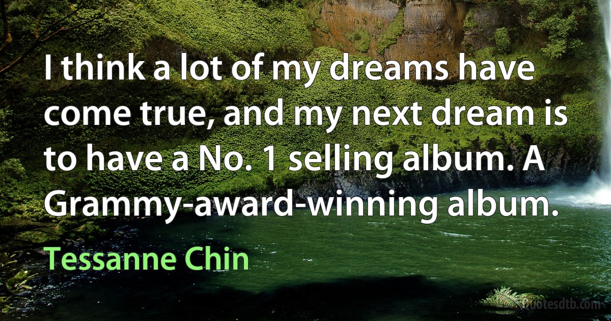 I think a lot of my dreams have come true, and my next dream is to have a No. 1 selling album. A Grammy-award-winning album. (Tessanne Chin)