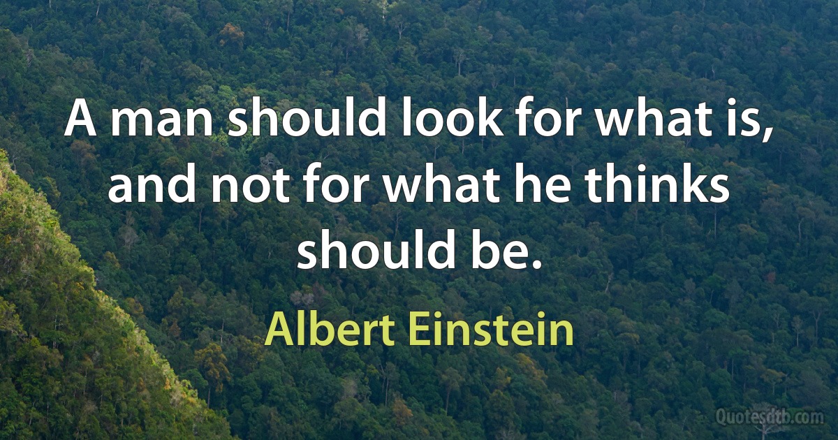 A man should look for what is, and not for what he thinks should be. (Albert Einstein)