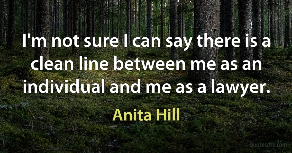 I'm not sure I can say there is a clean line between me as an individual and me as a lawyer. (Anita Hill)