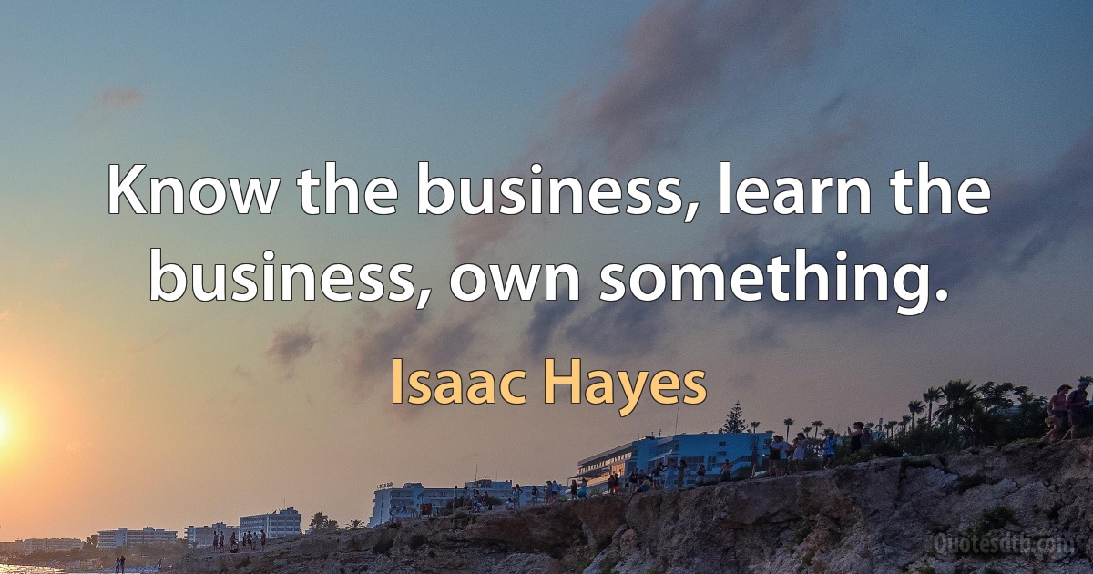 Know the business, learn the business, own something. (Isaac Hayes)