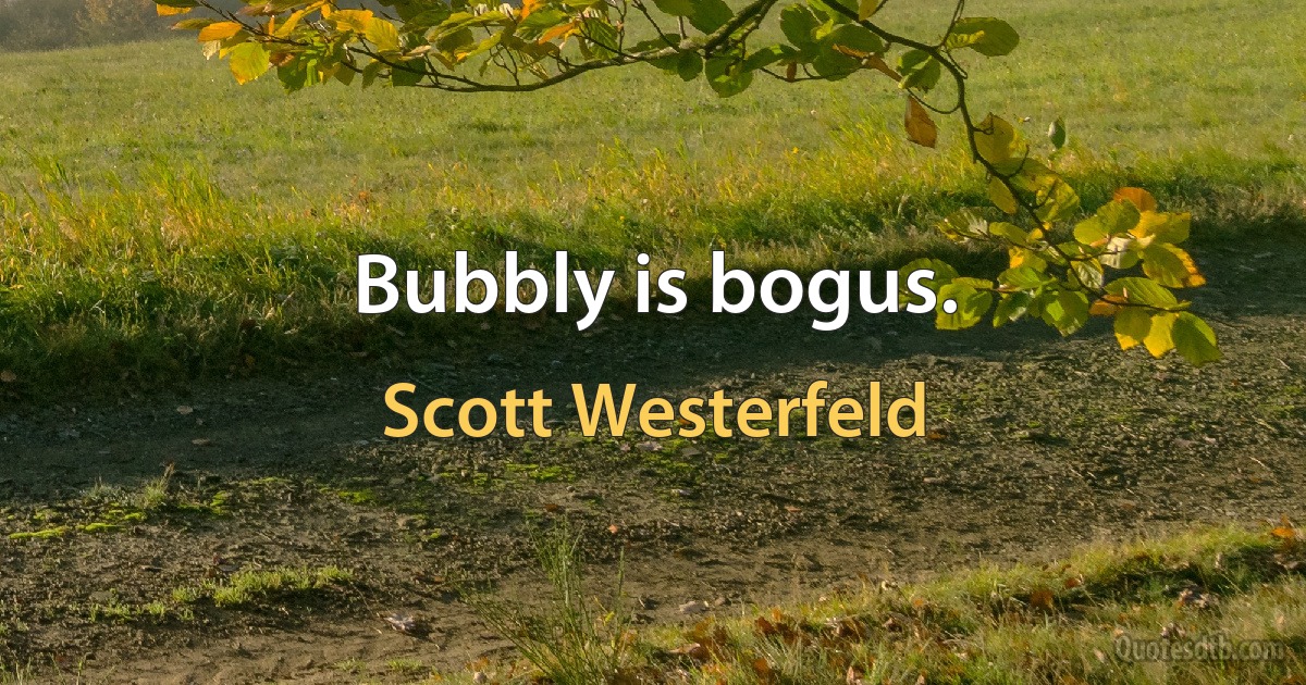 Bubbly is bogus. (Scott Westerfeld)