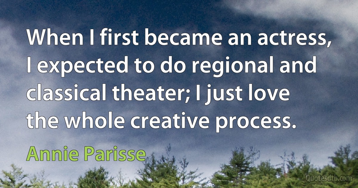 When I first became an actress, I expected to do regional and classical theater; I just love the whole creative process. (Annie Parisse)