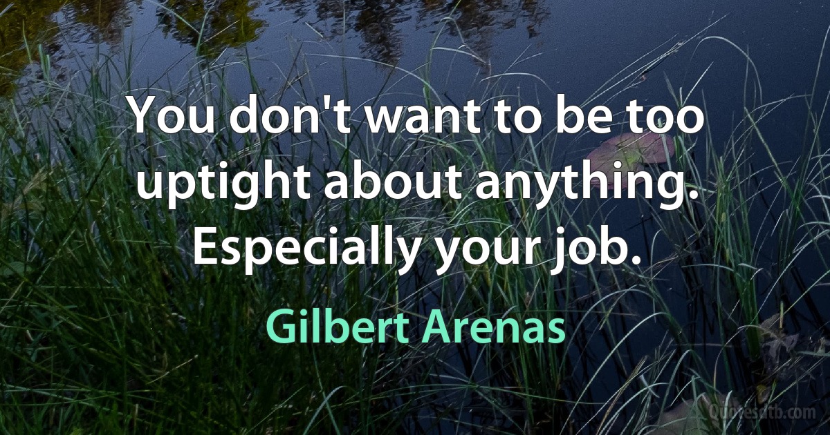 You don't want to be too uptight about anything. Especially your job. (Gilbert Arenas)