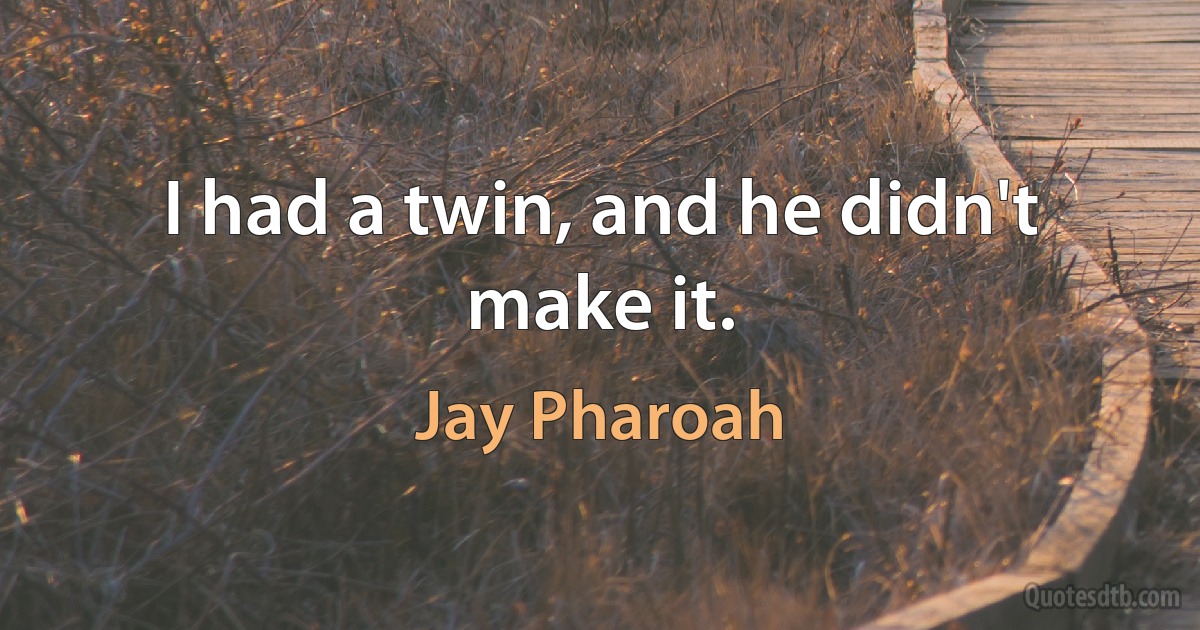 I had a twin, and he didn't make it. (Jay Pharoah)