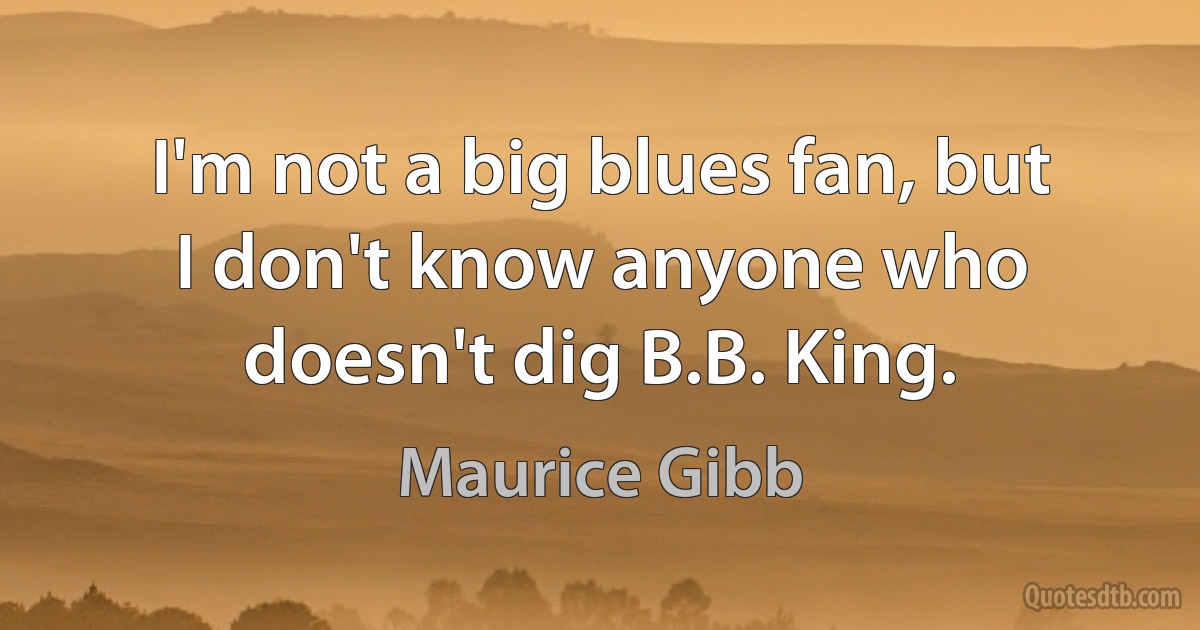 I'm not a big blues fan, but I don't know anyone who doesn't dig B.B. King. (Maurice Gibb)