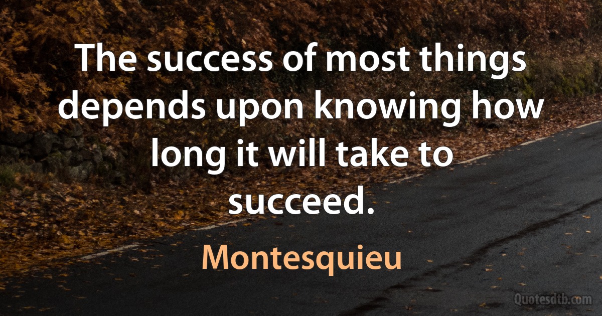 The success of most things depends upon knowing how long it will take to succeed. (Montesquieu)