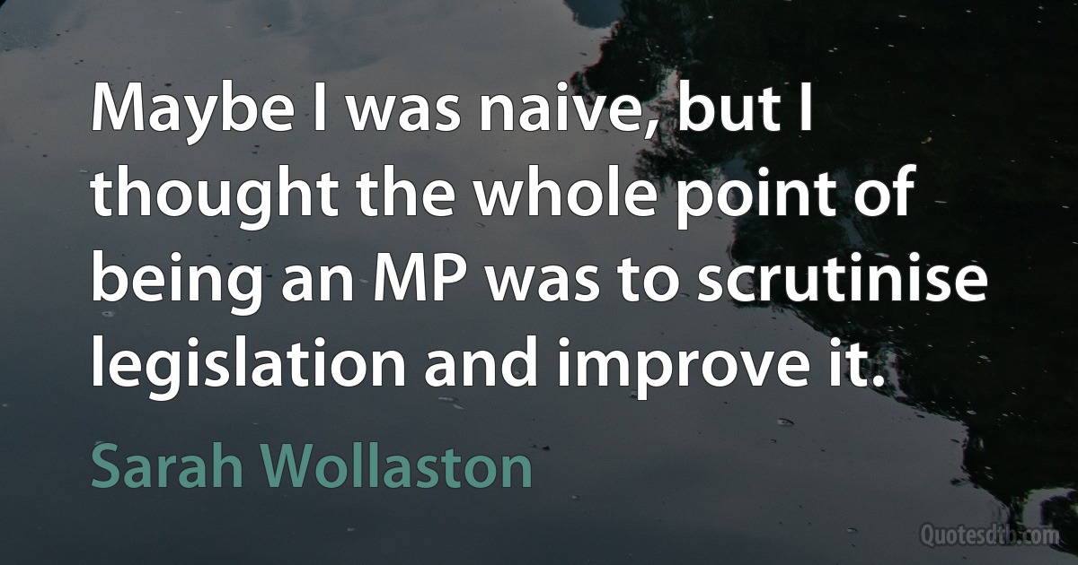 Maybe I was naive, but I thought the whole point of being an MP was to scrutinise legislation and improve it. (Sarah Wollaston)