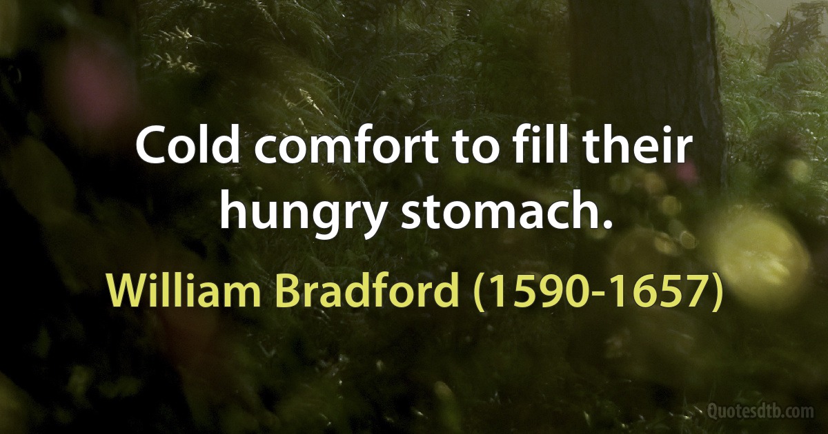 Cold comfort to fill their hungry stomach. (William Bradford (1590-1657))