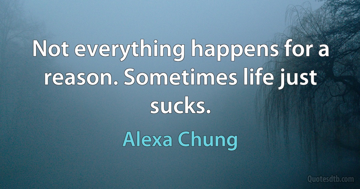 Not everything happens for a reason. Sometimes life just sucks. (Alexa Chung)