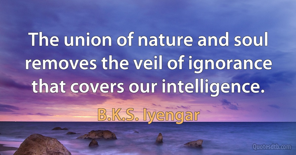 The union of nature and soul removes the veil of ignorance that covers our intelligence. (B.K.S. Iyengar)