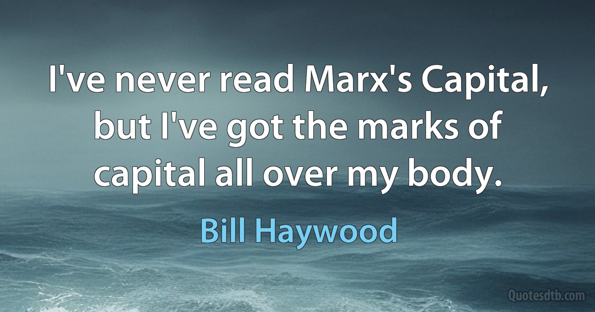 I've never read Marx's Capital, but I've got the marks of capital all over my body. (Bill Haywood)