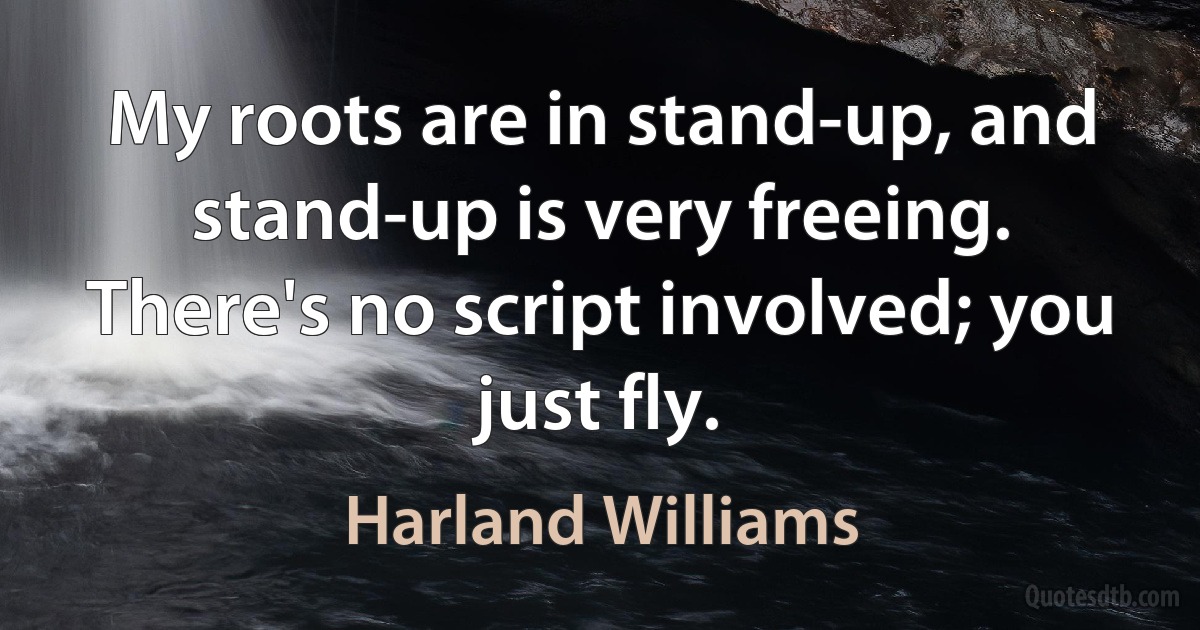 My roots are in stand-up, and stand-up is very freeing. There's no script involved; you just fly. (Harland Williams)