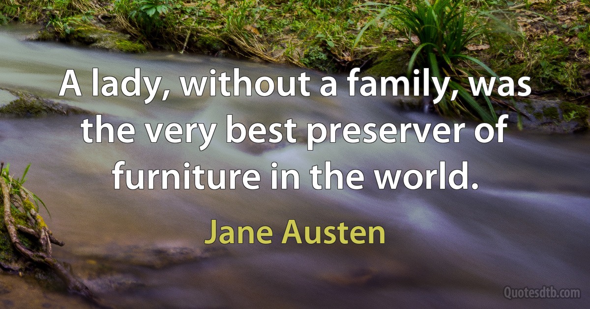 A lady, without a family, was the very best preserver of furniture in the world. (Jane Austen)