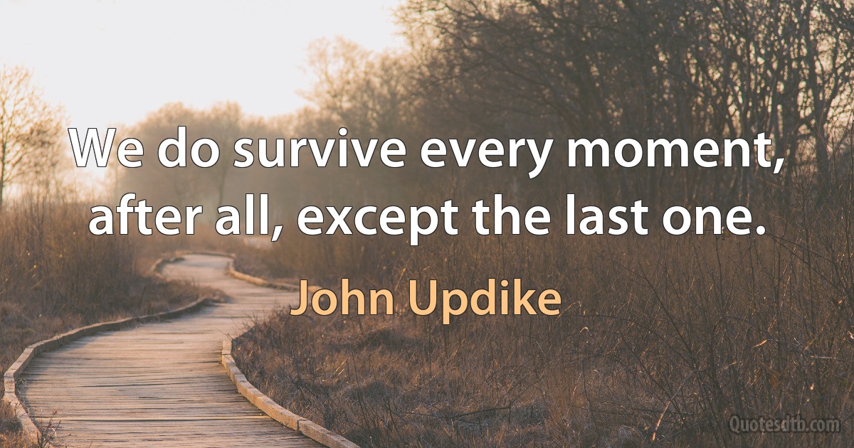 We do survive every moment, after all, except the last one. (John Updike)