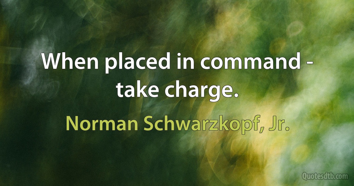 When placed in command - take charge. (Norman Schwarzkopf, Jr.)