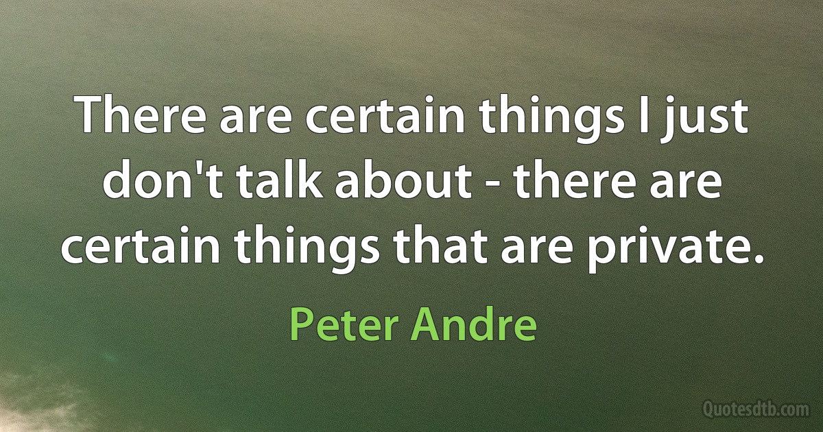 There are certain things I just don't talk about - there are certain things that are private. (Peter Andre)