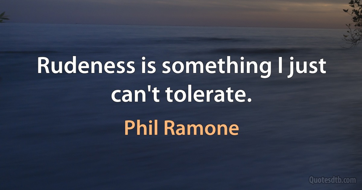 Rudeness is something I just can't tolerate. (Phil Ramone)