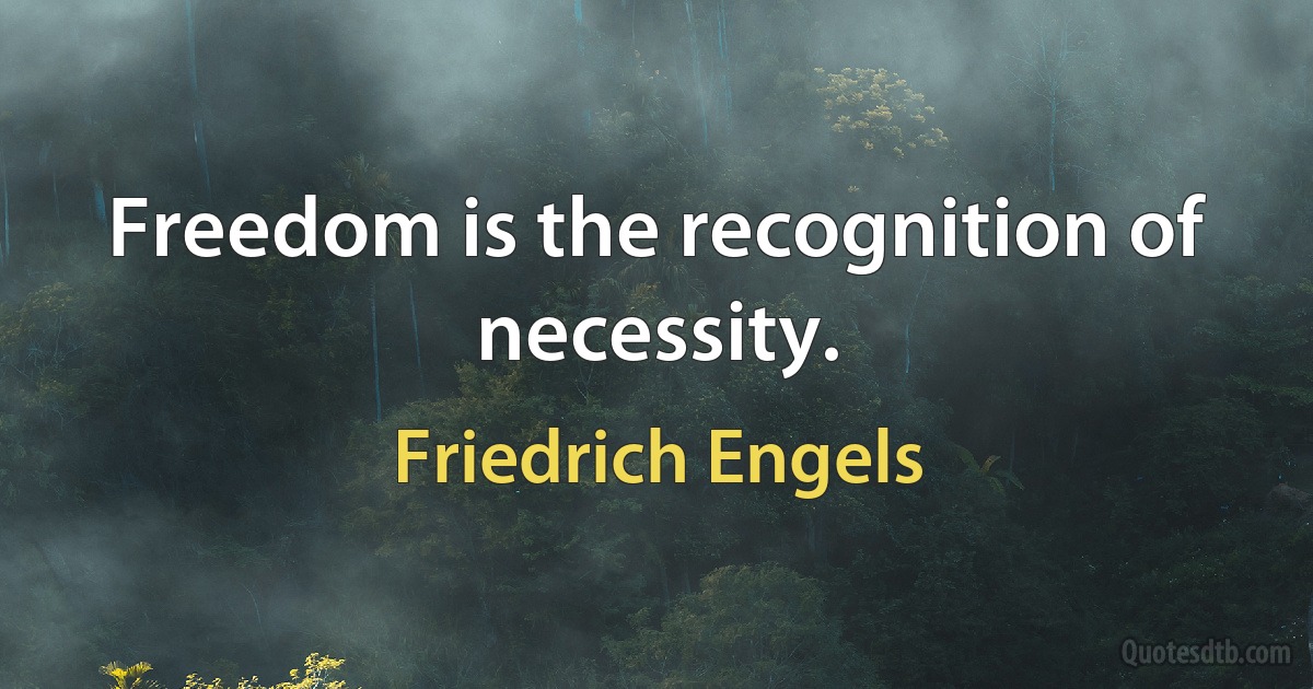 Freedom is the recognition of necessity. (Friedrich Engels)