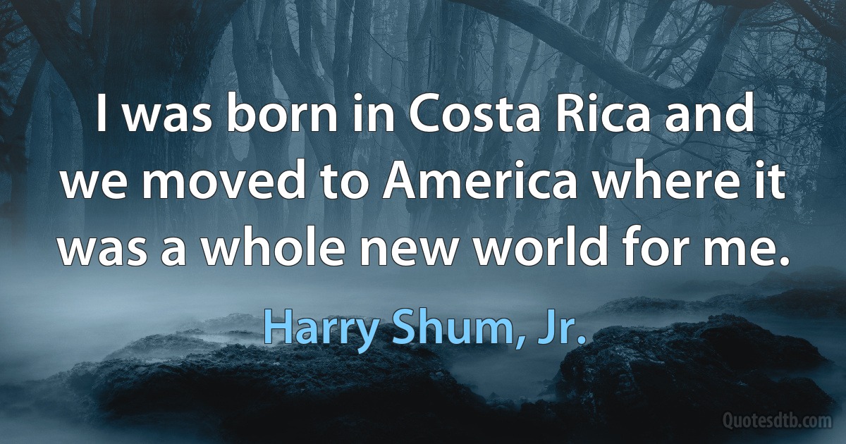 I was born in Costa Rica and we moved to America where it was a whole new world for me. (Harry Shum, Jr.)