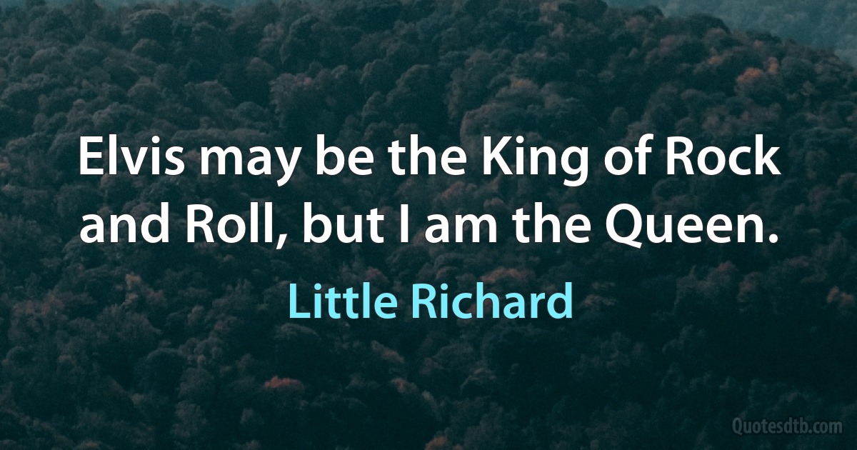 Elvis may be the King of Rock and Roll, but I am the Queen. (Little Richard)