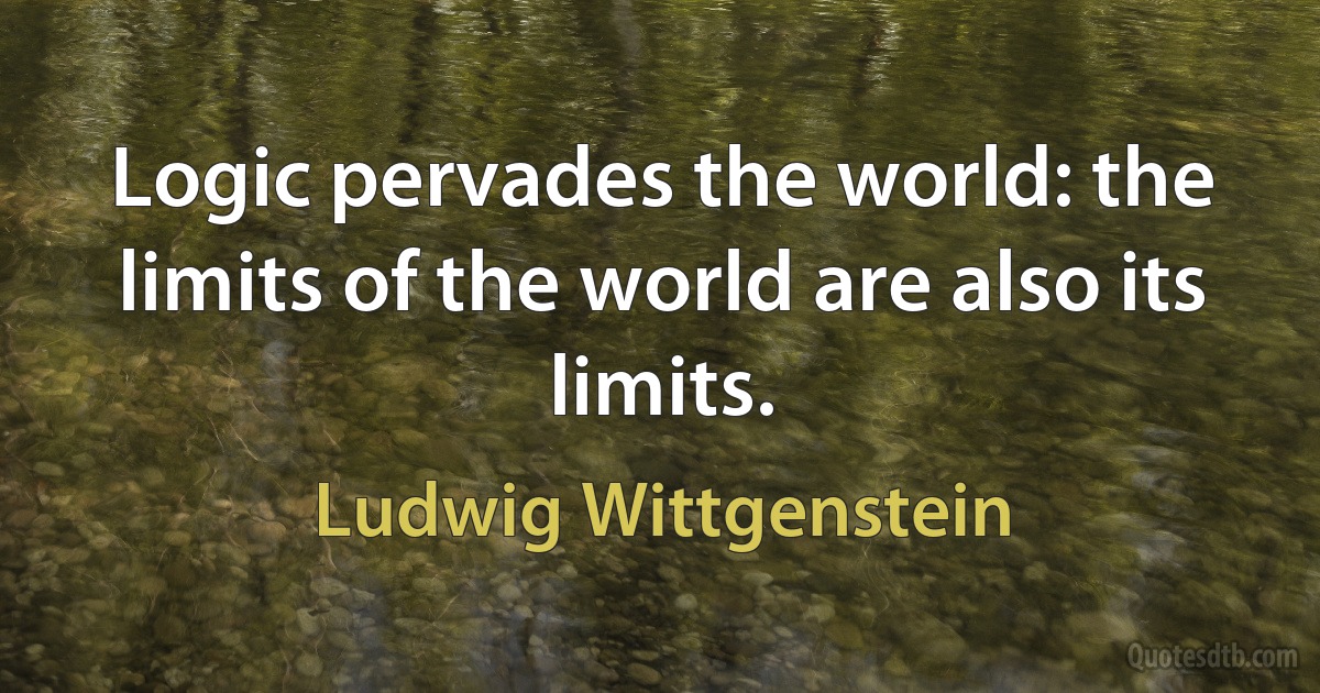 Logic pervades the world: the limits of the world are also its limits. (Ludwig Wittgenstein)