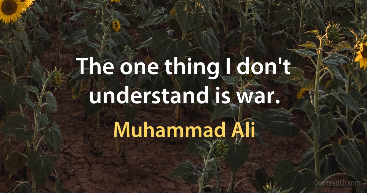 The one thing I don't understand is war. (Muhammad Ali)