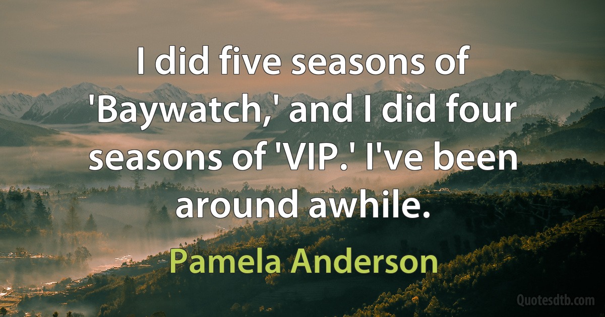 I did five seasons of 'Baywatch,' and I did four seasons of 'VIP.' I've been around awhile. (Pamela Anderson)