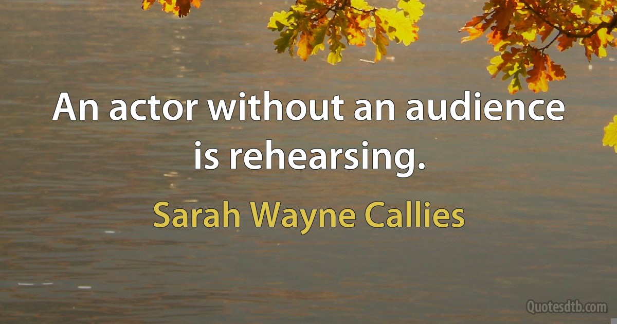 An actor without an audience is rehearsing. (Sarah Wayne Callies)