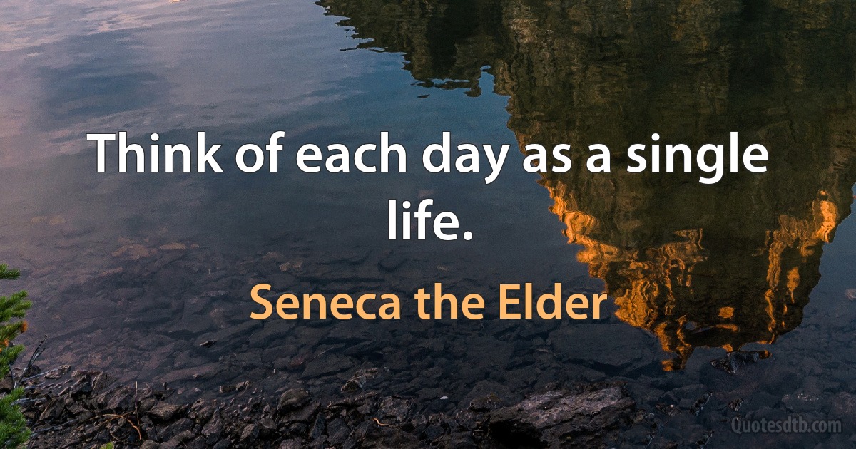 Think of each day as a single life. (Seneca the Elder)