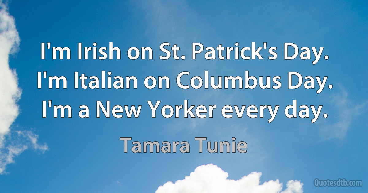 I'm Irish on St. Patrick's Day. I'm Italian on Columbus Day. I'm a New Yorker every day. (Tamara Tunie)